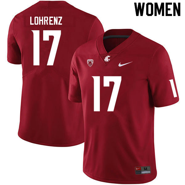 Women #17 Justin Lohrenz Washington State Cougars College Football Jerseys Sale-Crimson